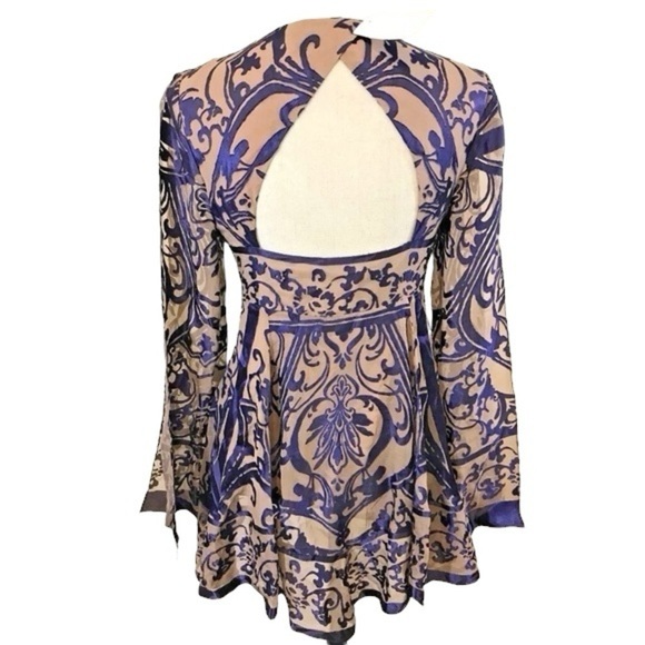 FREE PEOPLE SILK BLEND OPEN BACK TOP PURPLE NUDE SIZE 0 - Picture 2 of 9